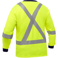 Chemise &agrave; manches longues et X au dos Bisley, Poly-coton, Petit, Jaune lime haute visibilit&eacute; Canadian Safety Group Inc.