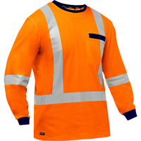 Chemise &agrave; manches longues et X au dos Bisley, Poly-coton, Petit, Orange haute visibilit&eacute; Canadian Safety Group Inc.