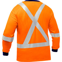 Chemise &agrave; manches longues et X au dos Bisley, Poly-coton, Petit, Orange haute visibilit&eacute; Canadian Safety Group Inc.