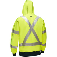 Coton ouat&eacute; doubl&eacute; de sherpa avec capuchon &agrave; fermeture &eacute;clair compl&egrave;te et X au dos Bisley, Petit, Jaune lime haute visibilit&eacute; Canadian Safety Group Inc.