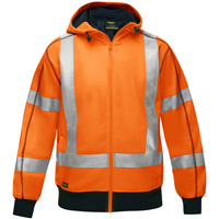 Coton ouat&eacute; doubl&eacute; de sherpa avec capuchon &agrave; fermeture &eacute;clair compl&egrave;te et X au dos Bisley, Petit, Orange haute visibilit&eacute; Canadian Safety Group Inc.