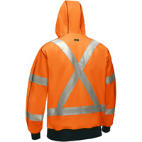Coton ouat&eacute; doubl&eacute; de sherpa avec capuchon &agrave; fermeture &eacute;clair compl&egrave;te et X au dos Bisley, Petit, Orange haute visibilit&eacute; Canadian Safety Group Inc.