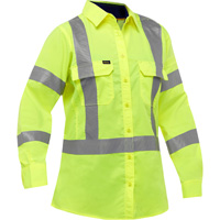 Bisley&reg; X-Back Women's Long Sleeve Work Shirt with X-Airflow, Poly-Cotton, Small, High Visibility Lime-Yellow Canadian Safety Group Inc.