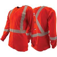 Chandail &agrave; manches longues ignifuge et r&eacute;sistant &agrave; l'arc &eacute;lectrique avec bandes de 2" Henley Atlas Guardian, T-petit, Orange haute visibilit&eacute; Canadian Safety Group Inc.