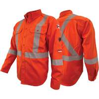 Chandail de travail &agrave; manches longues ignifuge et r&eacute;sistant &agrave; l'arc &eacute;lectrique avec bandes de 2" Atlas Guardian, T-petit, Orange haute visibilit&eacute; Canadian Safety Group Inc.