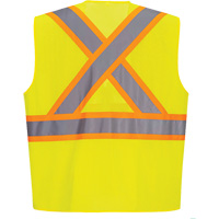 Veste de s&eacute;curit&eacute; &agrave; bandes contrastantes, Jaune lime haute visibilit&eacute;, Petit, Polyester Canadian Safety Group Inc.