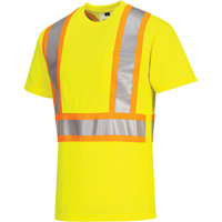 Contrast-Striped Safety T-Shirt, Polyester, Small, High Visibility Lime-Yellow Canadian Safety Group Inc.