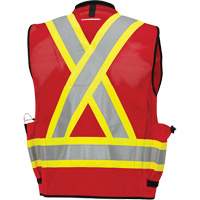 6678 Veste d'arpenteur antimicrobienne haute visibilit&eacute; avec dos en maille, Rouge, Petit, Polyester Canadian Safety Group Inc.