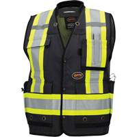 6679 Veste d'arpenteur antimicrobienne haute visibilit&eacute; avec dos en maille, Noir, Petit, Polyester Canadian Safety Group Inc.