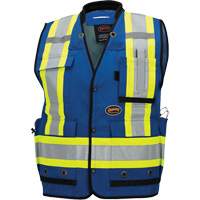 6681 Veste d'arpenteur antimicrobienne haute visibilit&eacute; avec dos en maille, Bleu royal, Petit, Polyester Canadian Safety Group Inc.