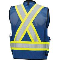 6681 Veste d'arpenteur antimicrobienne haute visibilit&eacute; avec dos en maille, Bleu royal, Petit, Polyester Canadian Safety Group Inc.