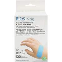 Bandages hydrofug&eacute;s bleu, Rectangulaire/carr&eacute;e, 3", Plastique d&eacute;tectable, St&eacute;rile Canadian Safety Group Inc.