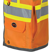 Veste de s&eacute;curit&eacute; pour arpenteur Pioneer avec fermeture &agrave; glissi&egrave;re et dos en maille, Orange haute visibilit&eacute;, Petit, Polyester Canadian Safety Group Inc.