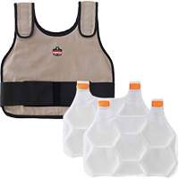 Veste de refroidissement &agrave; changement de phase standard avec sachets de recharge Chill-Its 6230, Petit/Moyen, Khaki Canadian Safety Group Inc.