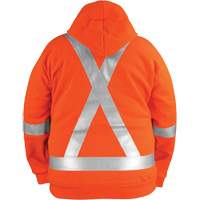 Chandail haute visibilit&eacute; &agrave; fermeture &eacute;clair sur le devant, r&eacute;sistant au vent, avec capuchon amovible, Hommes, Petit, Orange haute visibilit&eacute;, 27,7 cal/cm² Canadian Safety Group Inc.