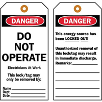 Lockout Tags, Plastic, 3" W x 5-1/2" H, English Canadian Safety Group Inc.