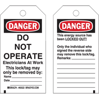 Lockout Tags, Plastic, 3" W x 5-1/2" H, English Canadian Safety Group Inc.