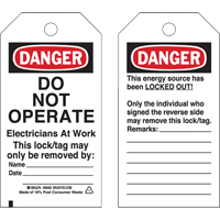 Lockout Tags, Plastic, 3" W x 5-3/4" H, English Canadian Safety Group Inc.