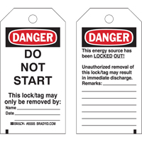 Lockout Tags, Plastic, 3" W x 5-1/2" H, English Canadian Safety Group Inc.