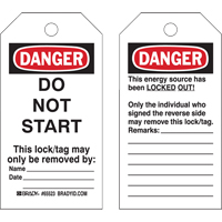 Lockout Tags, Plastic, 3" W x 5-1/2" H, English Canadian Safety Group Inc.