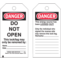 Lockout Tags, Plastic, 3" W x 5-1/2" H, English Canadian Safety Group Inc.