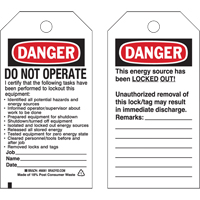 Lockout Tags, Plastic, 3" W x 5-3/4" H, English Canadian Safety Group Inc.