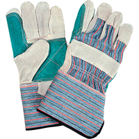 Gants d'ajusteur de qualit&eacute; standard &agrave; paume double, Grand, Paume en Cuir de vache refendu, Doublure en Coton Canadian Safety Group Inc.