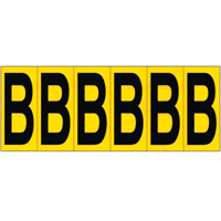 Rep&egrave;res adh&eacute;sifs &agrave; lettres individuelles, B, 2-15/16" h, Noir sur jaune Canadian Safety Group Inc.