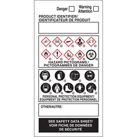 &eacute;tiquettes SIMDUT fabriqu&eacute;es sur place, Vinyle, Feuille, 4" lo x 2" la Canadian Safety Group Inc.