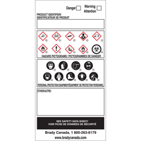 &eacute;tiquettes SIMDUT fabriqu&eacute;es sur place, Vinyle, Feuille, 6" lo x 3" la Canadian Safety Group Inc.