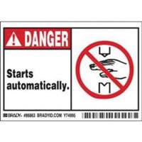 Enseigne Danger Starts Automatically, 3-1/2" x 5", Polyester, Anglais avec pictogramme Canadian Safety Group Inc.