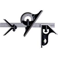 Combination Square Set with E/M Rule, 4 pcs., 1/64"/0.5 mm Graduations, Steel, Plain Canadian Safety Group Inc.