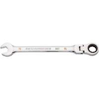 90-Tooth Flex Head Ratcheting Combination Wrench, 12 Point, 15 mm, Chrome Finish Canadian Safety Group Inc.