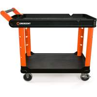 Chariot utilitaire industriel &agrave; 2 tablettes RAILWORKS avec roulettes dures de 5", 47" lo x 24-1/2" la x 34" h, Noir/Orange Canadian Safety Group Inc.