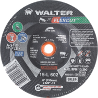 Meules &agrave; moyeu d&eacute;port&eacute; Flexcut, 6", 24 Grain, Oxyde d'aluminium, 5/8"-11, 10 200 Tr/min, Type 29 Canadian Safety Group Inc.