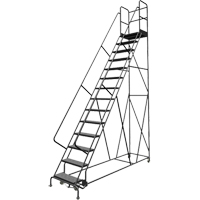 Deep Top Step Rolling Ladder, 14 Steps, 24" Step Width, 140" Platform Height, Steel Canadian Safety Group Inc.