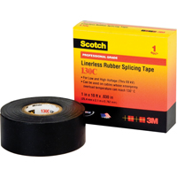 Scotch&reg; Linerless Rubber Splicing Tape 130C, 25.4 mm (1") x 9.14 m (30'), Black Canadian Safety Group Inc.