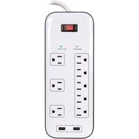 Limiteurs de surtension avec chargeur USB, 8 Prises, 2400 J, 1875 W, Cordon 6' Canadian Safety Group Inc.